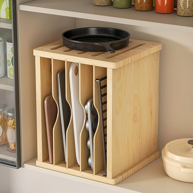 tonchean 6 Tier Wooden Tray Dividers for Cabinets - Image 2