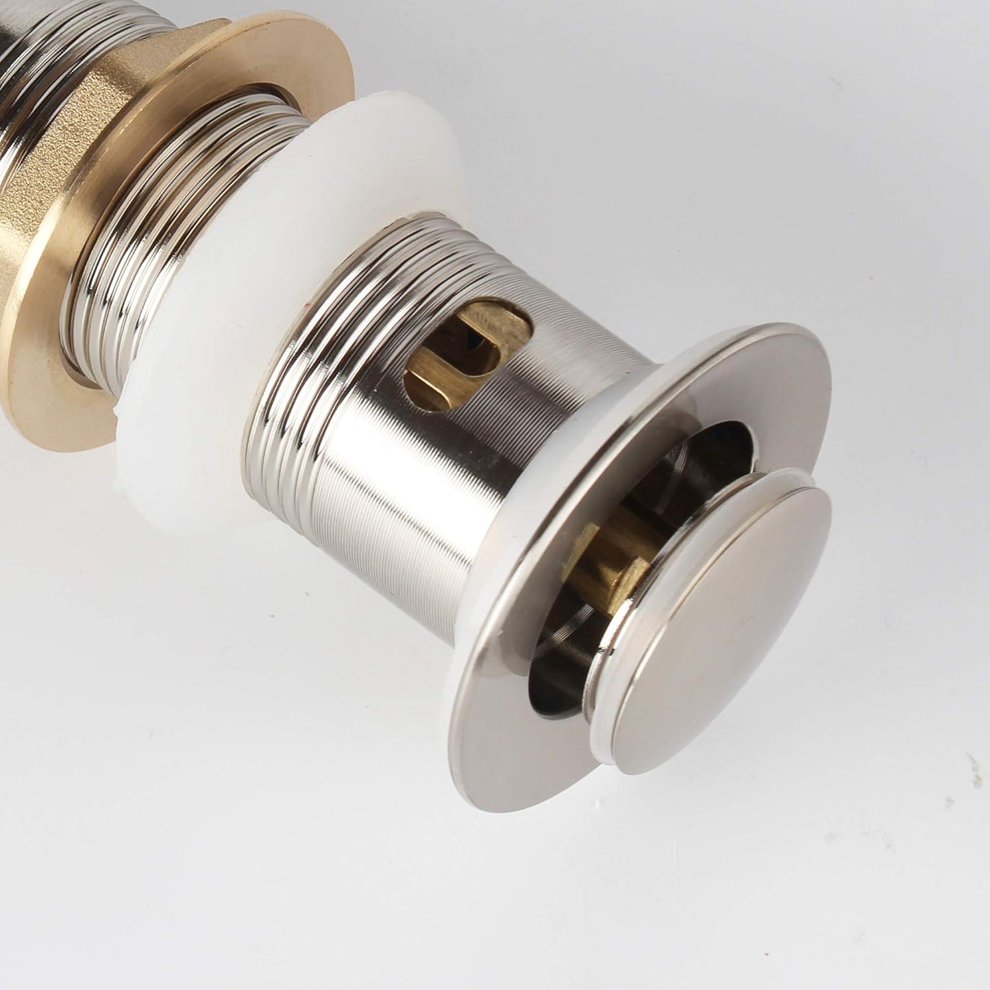 Bathroom Faucet Vessel Detachable Basket Pop Up Sink Drain, Brushed Nickel with Overflow