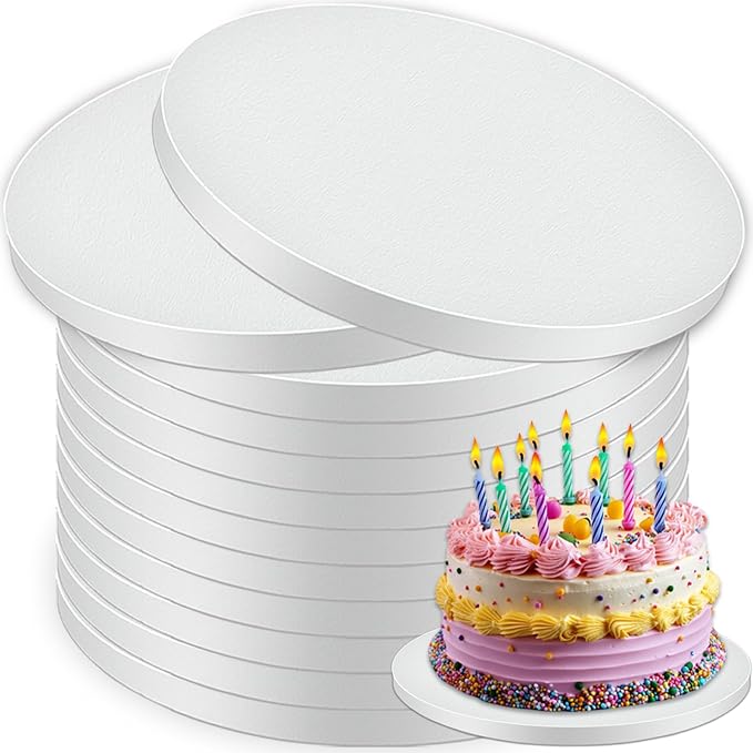 12 PCS Cake Drums 14 Inch Round, 1/2 Inch Thick Cake Boards, Food-Grade White Cardboard Cake Bases for Layer Cakes, Weddings, Birthdays & Bakery Use by Valehos