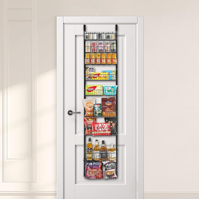 VEVOR Over the Door Pantry Organizer, 9-Tier Pantry Organization and Storage, Heavy-Duty Steel Hanging Spice Rack, Adjustable Wall Seasoning Shelves, for Home Kitchen Laundry Room Bathroom, Black - Image 8