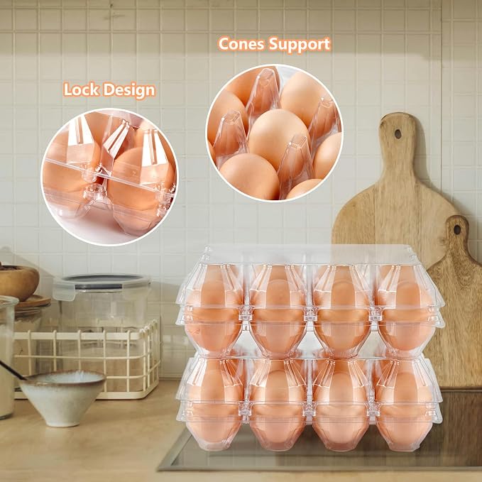 120PCS Egg Cartons Cheap Bulk, Clear Egg Cartons for Chicken Eggs | Reusable Chicken Egg Container Bulk Egg Holders for Refrigerator, Storage, Family, Chicken Farm, Market - Image 3