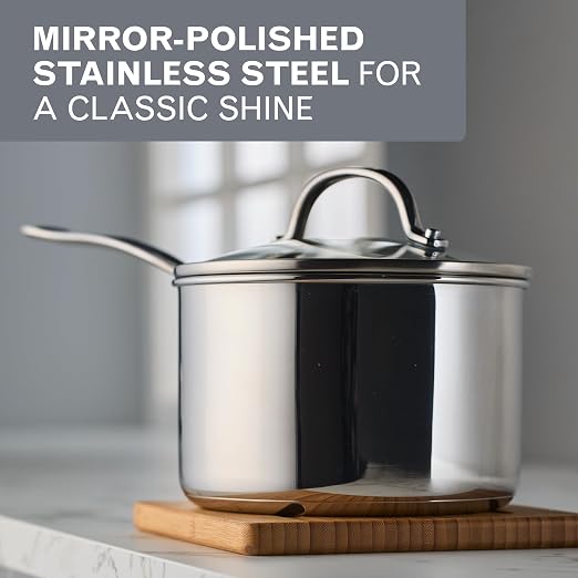 Farberware Millennium Stainless Steel Saucepan with Lid, Induction Ready, Compatible with All Cooktops, Metal Utensil Safe, 3 Quart Saucepot, Dishwasher Safe - Stainless Steel - Image 4