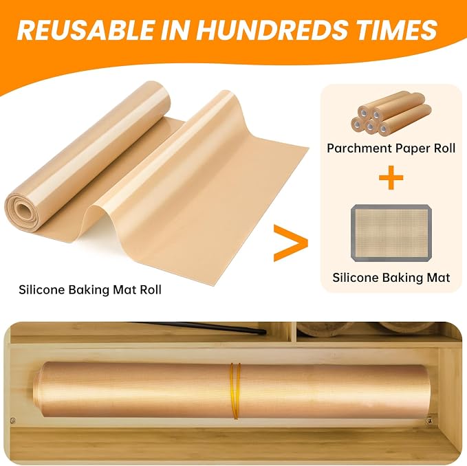 Silicone Baking Mat Roll-Non-slip Silicone Kitchen Counter Mat, Countertop Protector, Silicone Pastry Mat, Non-Stick Reusable Air Fryer Linner, Pan Liner, Oven Liner, Freeze Dryer Mat - Image 7