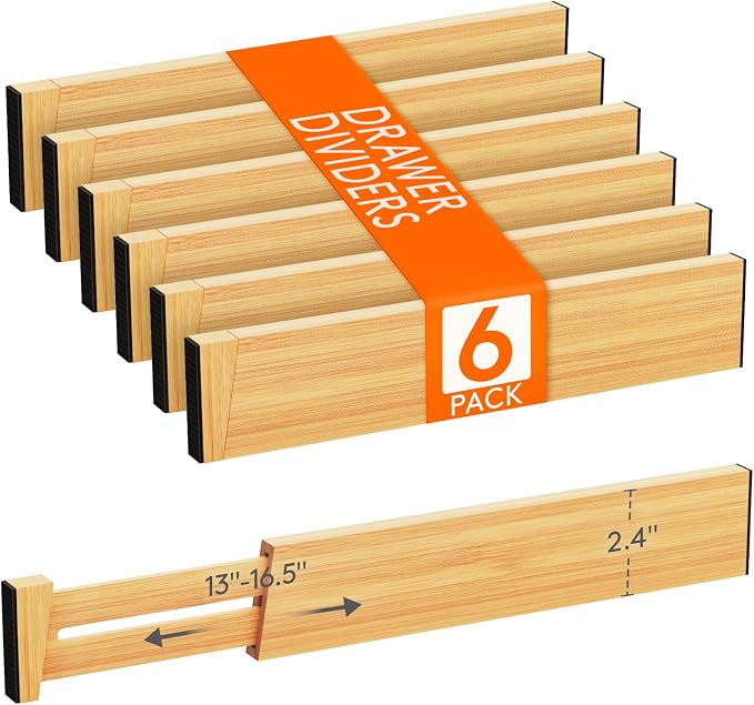 Lifewit 2.4" Kitchen Drawer Dividers, Adjustable Bamboo Drawer Organizers by Lifewit