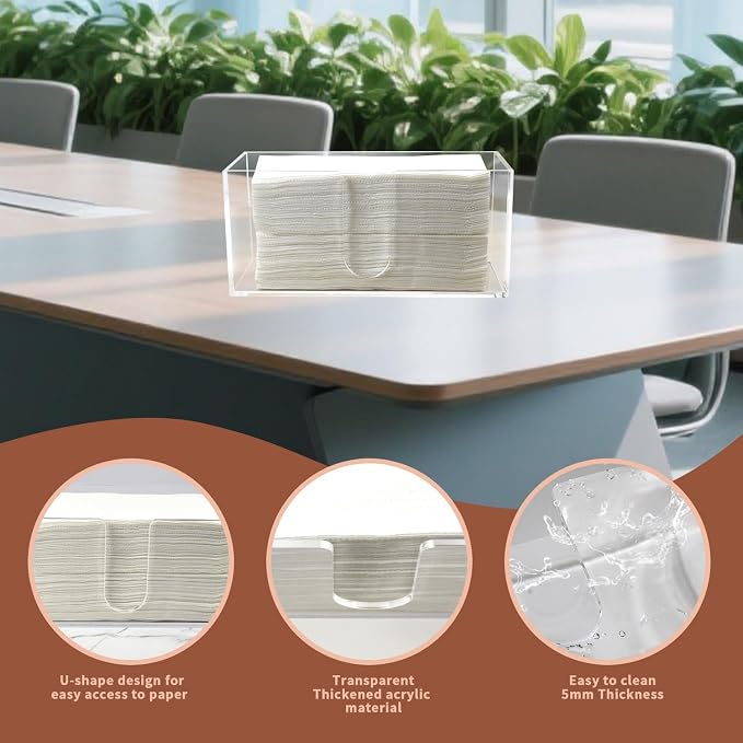 Acrylic Paper Towel Holder, 4 Pack Clear U-Shaped Countertop Dispenser Tray - Image 6
