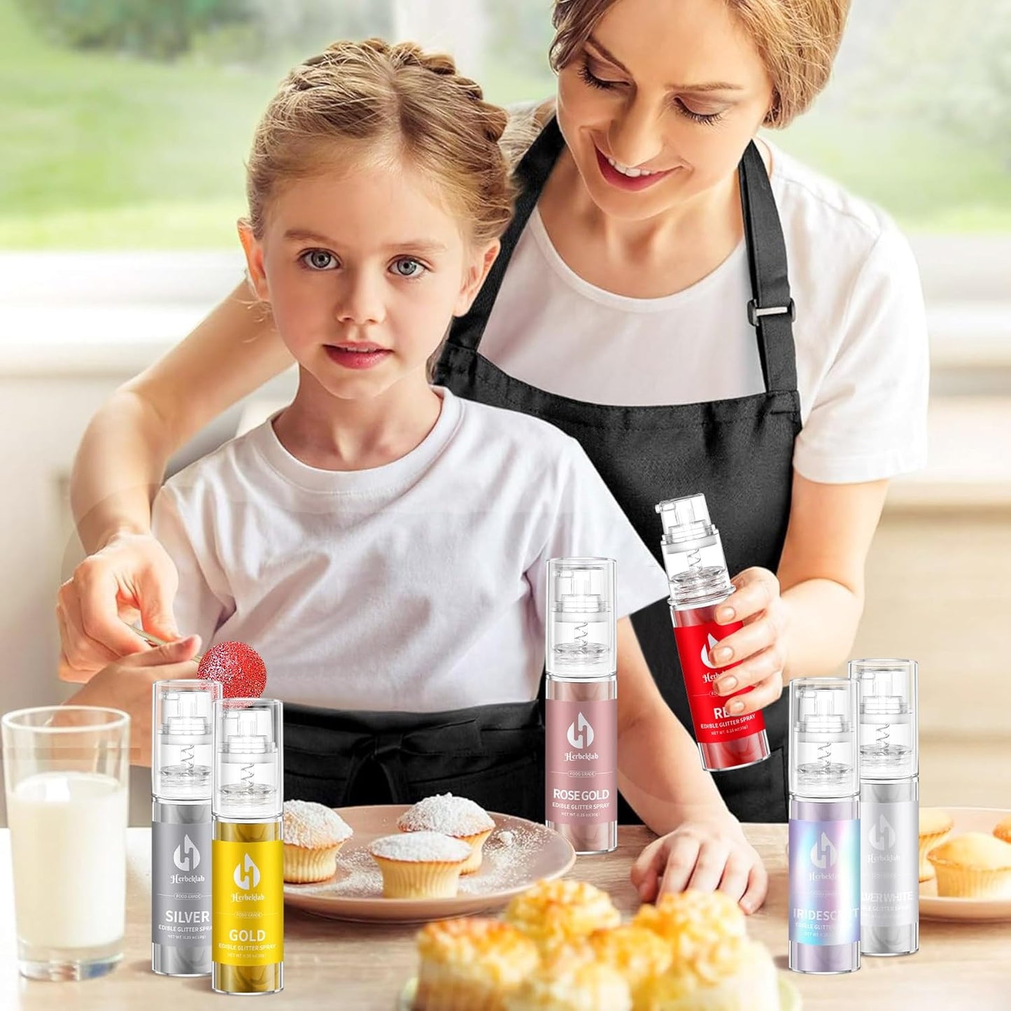 White Edible Glitter Spray - Herbeklab 10g Edible Diamond White Glitter for Cakes Food Grade Shimmer Powder for Cookie Decorating Chocolate Strawberry