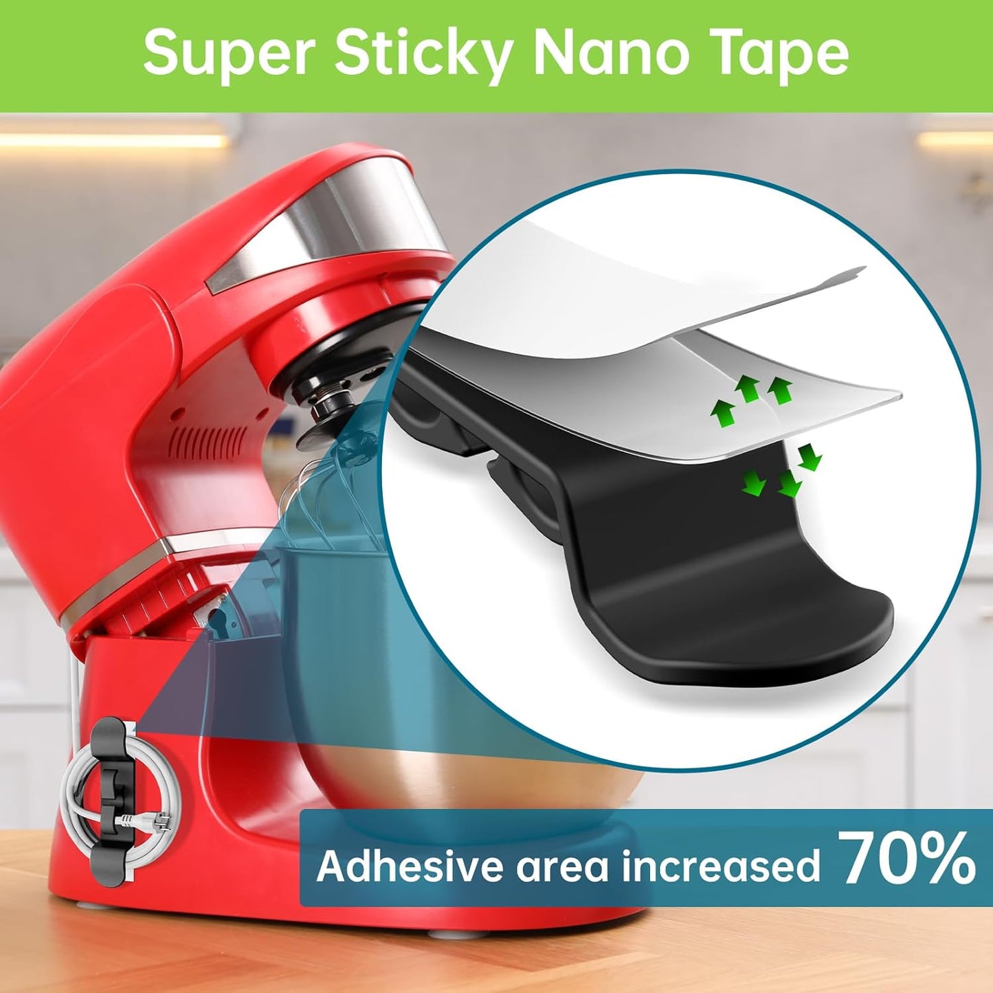 6PCS Cord Organizer for Appliances, Upgraded Kitchen Appliance Cord Wrap, Cord Holder Stick on Pressure Cooker, Coffee Maker, Air Fryer and Blender(3 Black + 3 White)