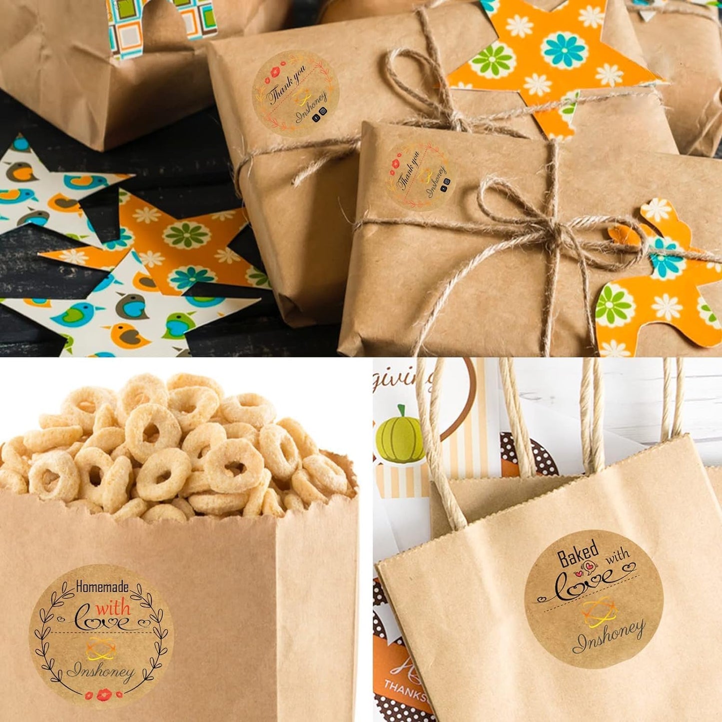 Custom Stickers Kraft Paper Labels Personalized Withe Text, Business Logo Customized Food Jars Labels Bakery Label Sticker Package Favor Canning Circle 100pcs (Style 6)