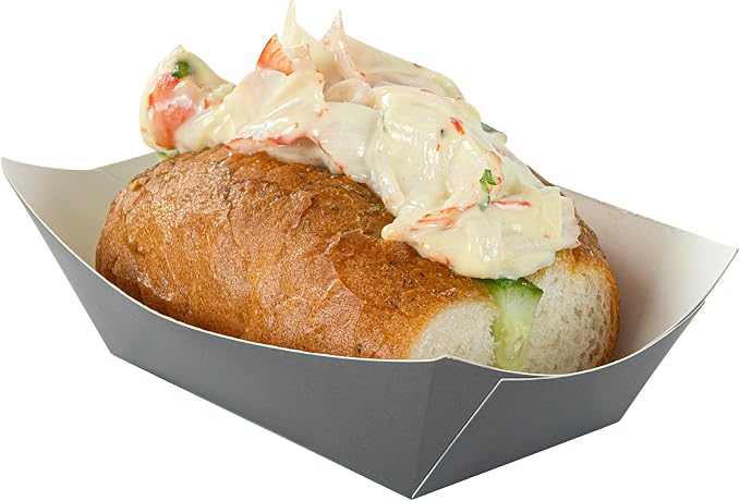 Restaurantware-Bio Tek 6 Ounce Boat Paper Boats, 400 Disposable #40 Food Trays - PE Lining, Durable, Gray Paper Food Baskets, For Concession Stands, Picnics, or Fairs, Stackable by Restaurantware