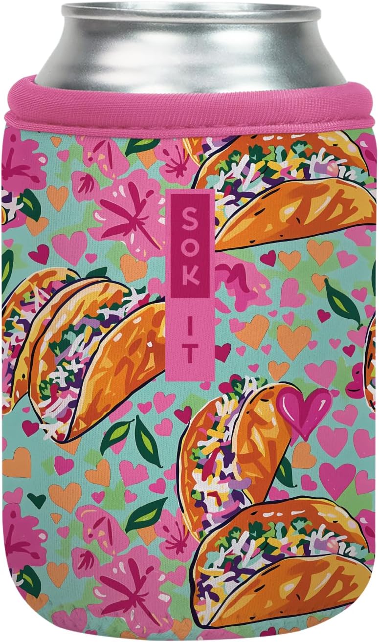 Sok It CanSok Sleeve for Beer & Soda Insulated Neoprene Cover (Taco 'Bout, 12oz Can Sleeve)