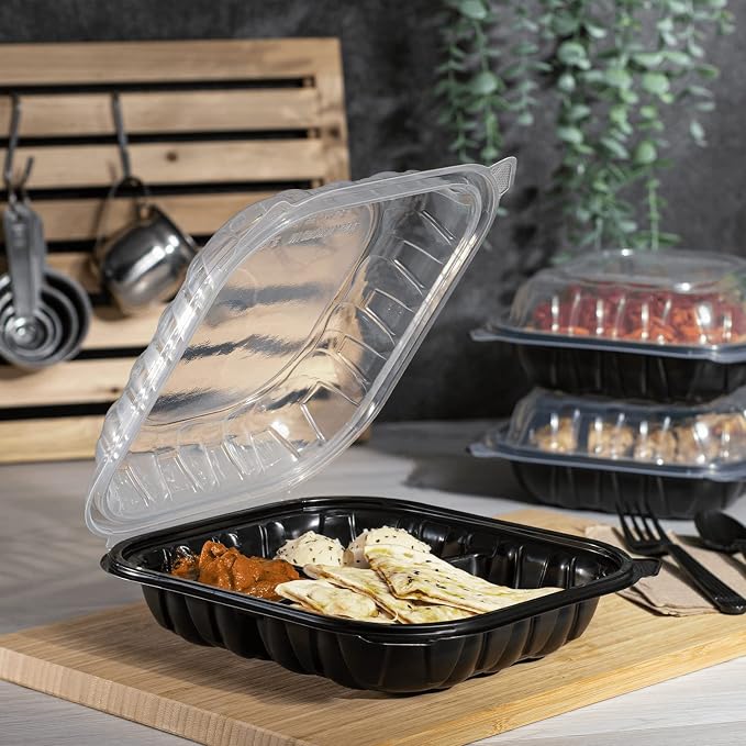 Karat Premium PP Hinged Container, Take Out Food Containers - Case (10.25"x9", 3 compartments) - Image 8