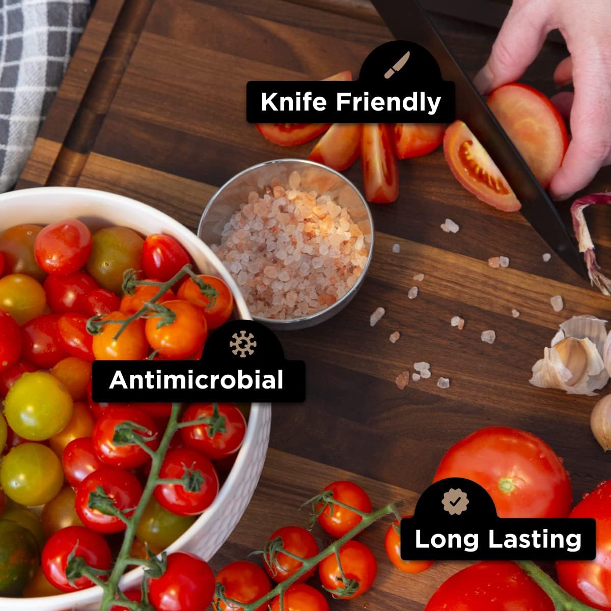 Large Cutting Board from American Walnut - A Butcher Block with Juice Groove for Easy Cutting of Meat and Juicy Veggies - Walnut Chopping Board - 20x16x1.5 inches