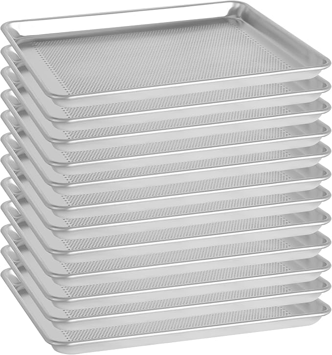 BIEAMA 12 Pack Perforated Half Size 18" x 13" Baking Sheet Pan | Aluminum Commercial Bakery Equipment Cookie Sheets, NSF Approved Baking Tray by BIEAMA