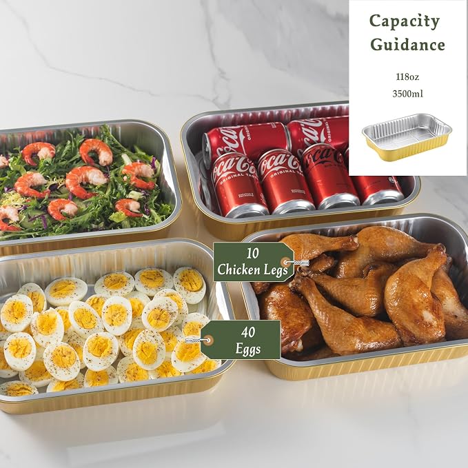 7.5 lb Foil Pans with Lids, 20 Pack, 13 x 8.8 Inch - Image 2