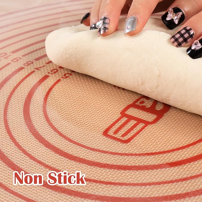 Non-slip Silicone Pastry Mat Extra Large Measurements 36''x 24'' Baking Mat | Silicone Baking Mat Counter/Dough Rolling/Oven Liner/Fondant/Pie Crust Sourdough Bread Baking Supplies（Red） - Image 4