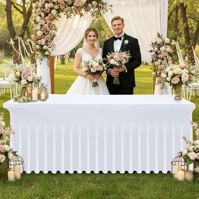 Moosfor 2 Pack Spandex Fitted Rectangle Tablecloth, Elastic Table Skirt - Image 2