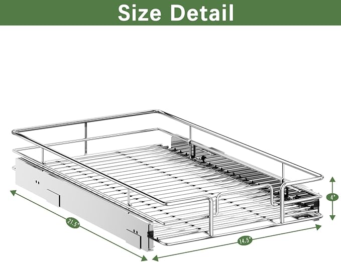 LOVMOR Pull Out Cabinet Organizer 14½" W x 21½" D, Kitchen Cabinet Pull Out Shelves Slide Out Storage - Image 3