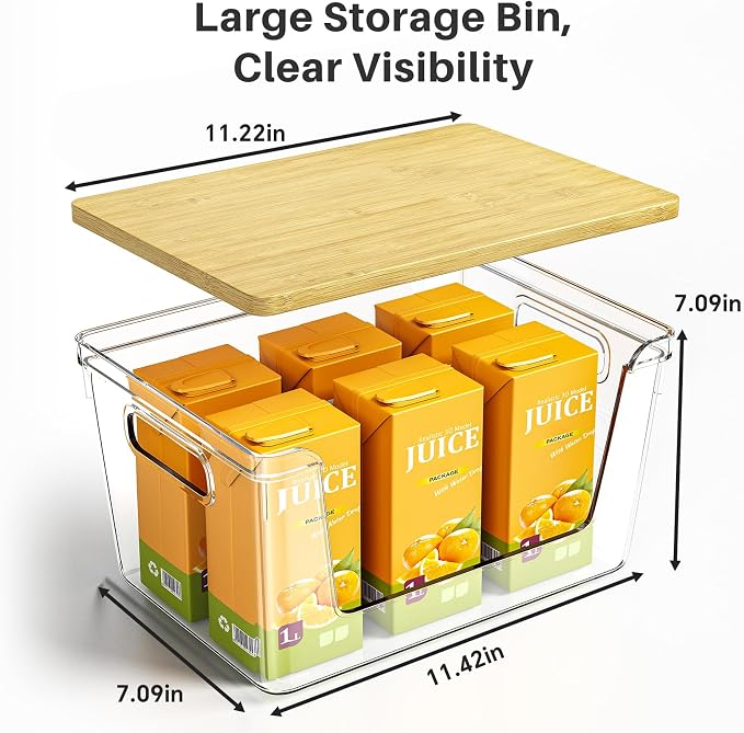 2 Set Pantry Organizer and Stackable Storage Kitchen,Sturdy and Durable Storage Basket for Potato, Onion, Garlic, Fruit, Vegetable, Produce, Clear Plastic Storage with Lid&Handle - Image 2