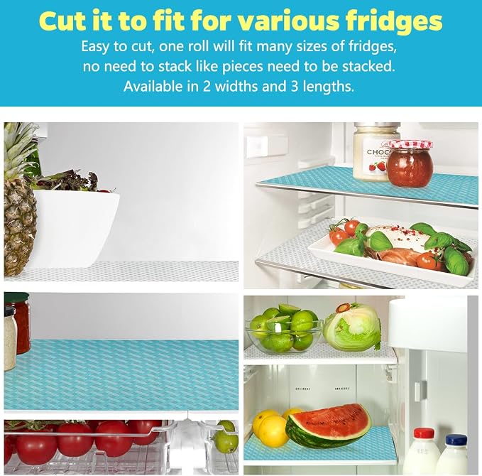 Bloss Refrigerator Liners Mats, Easy to Clean Fridge Liners, Refrigerator Liners for Glass Shelves Washable, Shelf Liners for Kitchen Cabinets(Grid,12" x 78") - Image 3