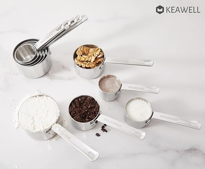 KEAWELL Premium 18/10 Measuring Set (Silver, Measuring Cups & Spoons) | 18/10 Stainless Steel; 10-Piece Nesting Set; Stackable; Upscale; Dishwasher Safe; Ideal for Baking and Cooking. - Image 8