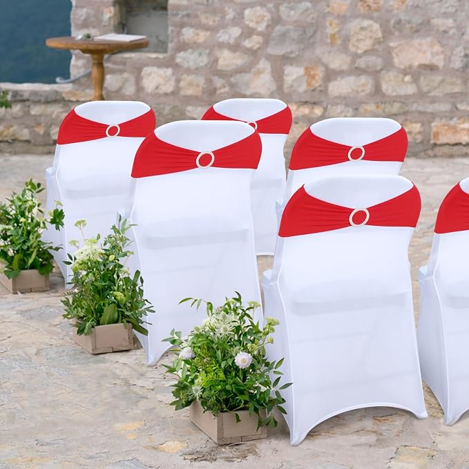 LEBENGURU Red Stretch Chair Sashes 30pcs with Buckle Slider - Image 8