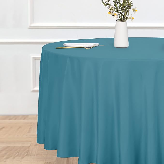 sancua Round Tablecloth, 108 Inch, Teal - Image 2