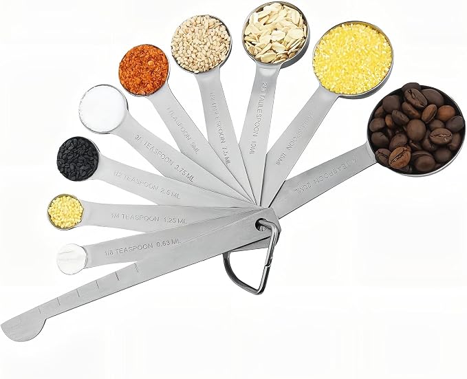 Measuring Cups and Spoons Set, 18/8 Stainless Steel Measuring Cups and Spoons Set for Kitchen & Baking, Heavy Duty Metric & US 8 Measure Cups & 9 Spoons & 1 Leveler - Image 4