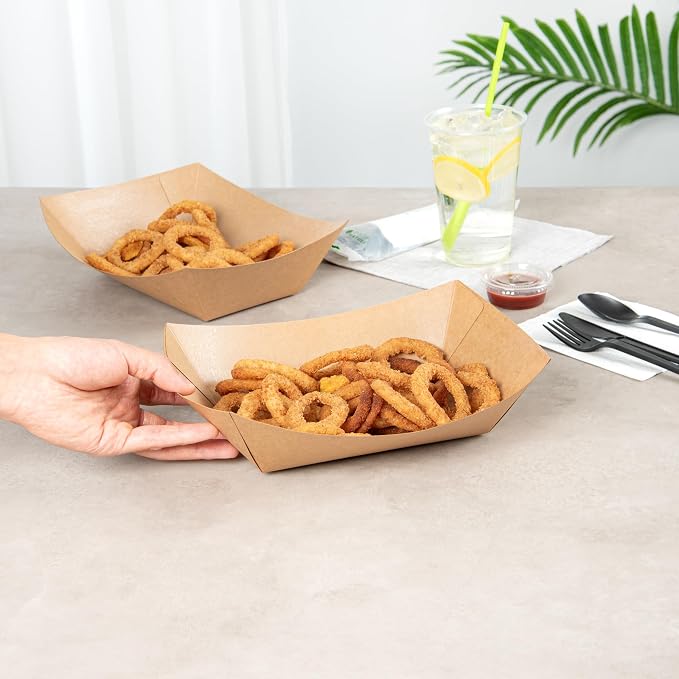 Restaurantware Kraft Paper lb Paper Food Tray Boat, 200 Pack - Image 5