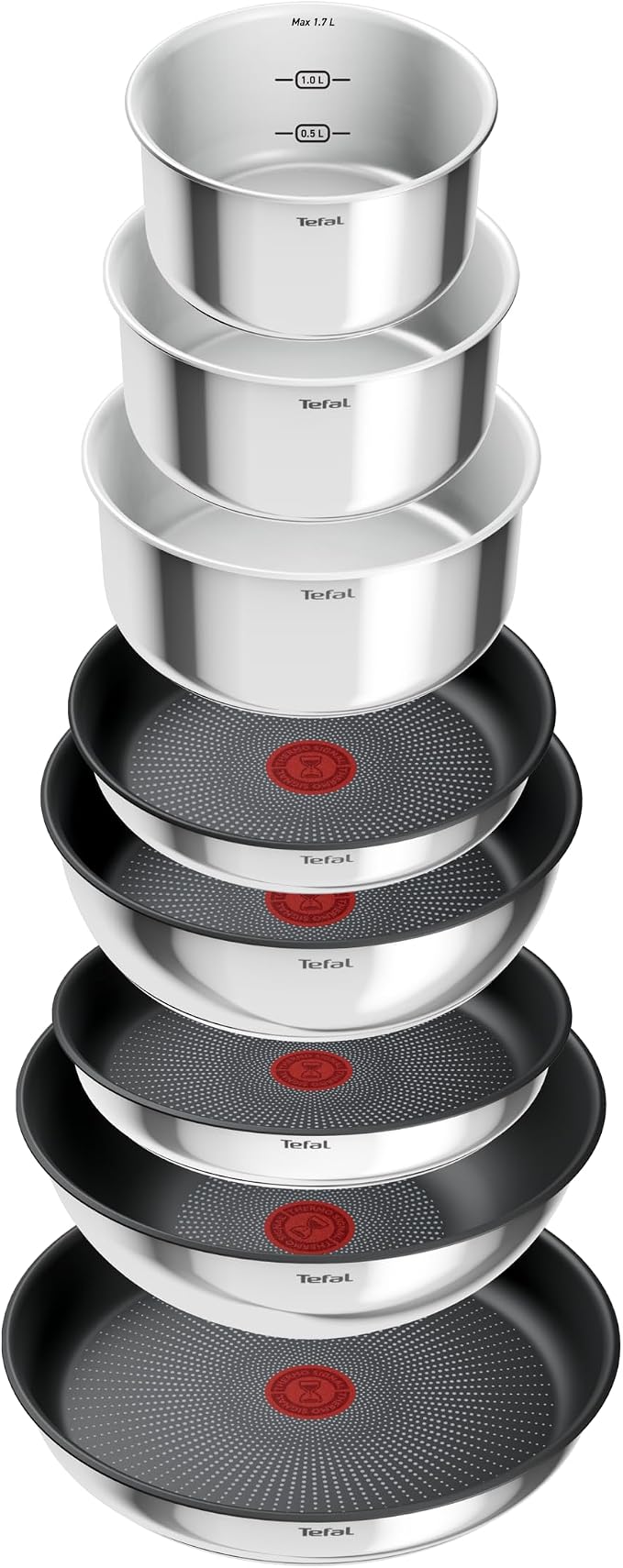 Tefal Ingenio L897SK04 20-Piece Cookware Set, Frying Pans with 2 Removable Handles, Induction, Non-Stick Coating, Stackable, Dishwasher Safe, Emotion L897SK04, Silver - Image 2