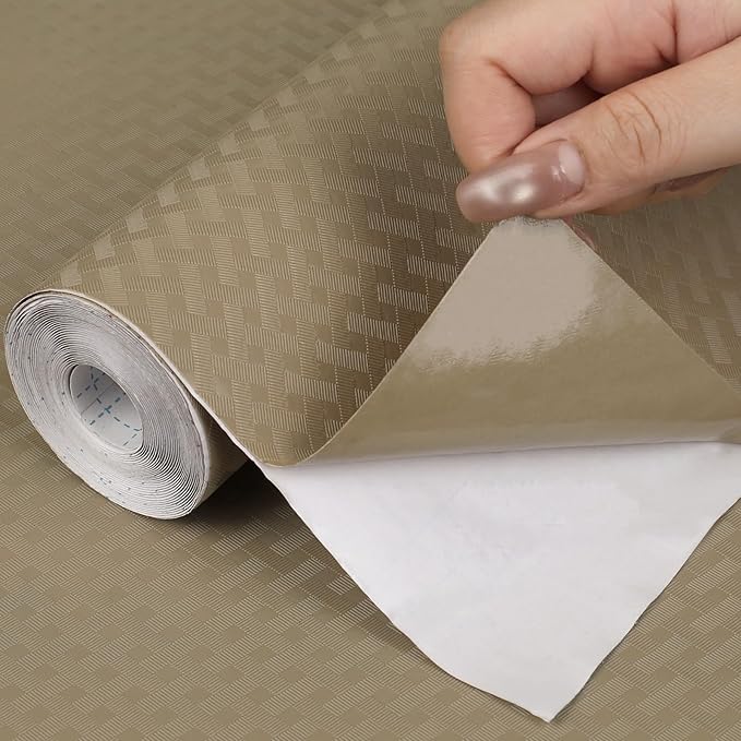 Self Adhesive Shelf Liner, 23.6"W x 78.7"L Contact Paper for Cabinet Khaki by HooTown