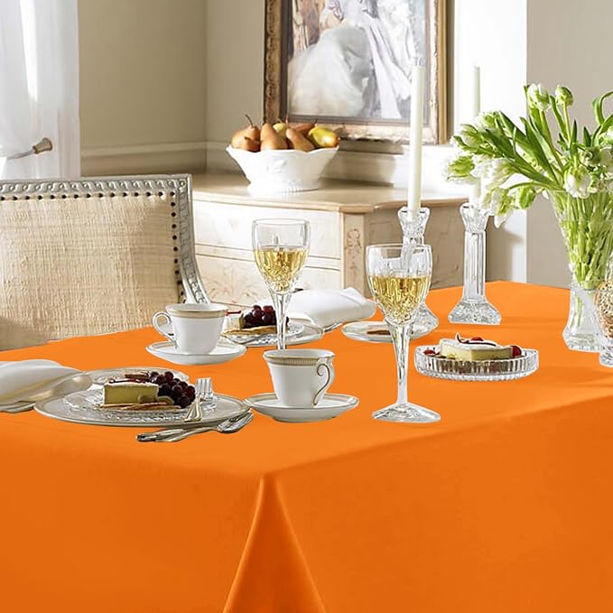 Fitable 6 Pack Orange Tablecloths 90x132 Inch for 6 Foot Rectangle Tables - Image 2
