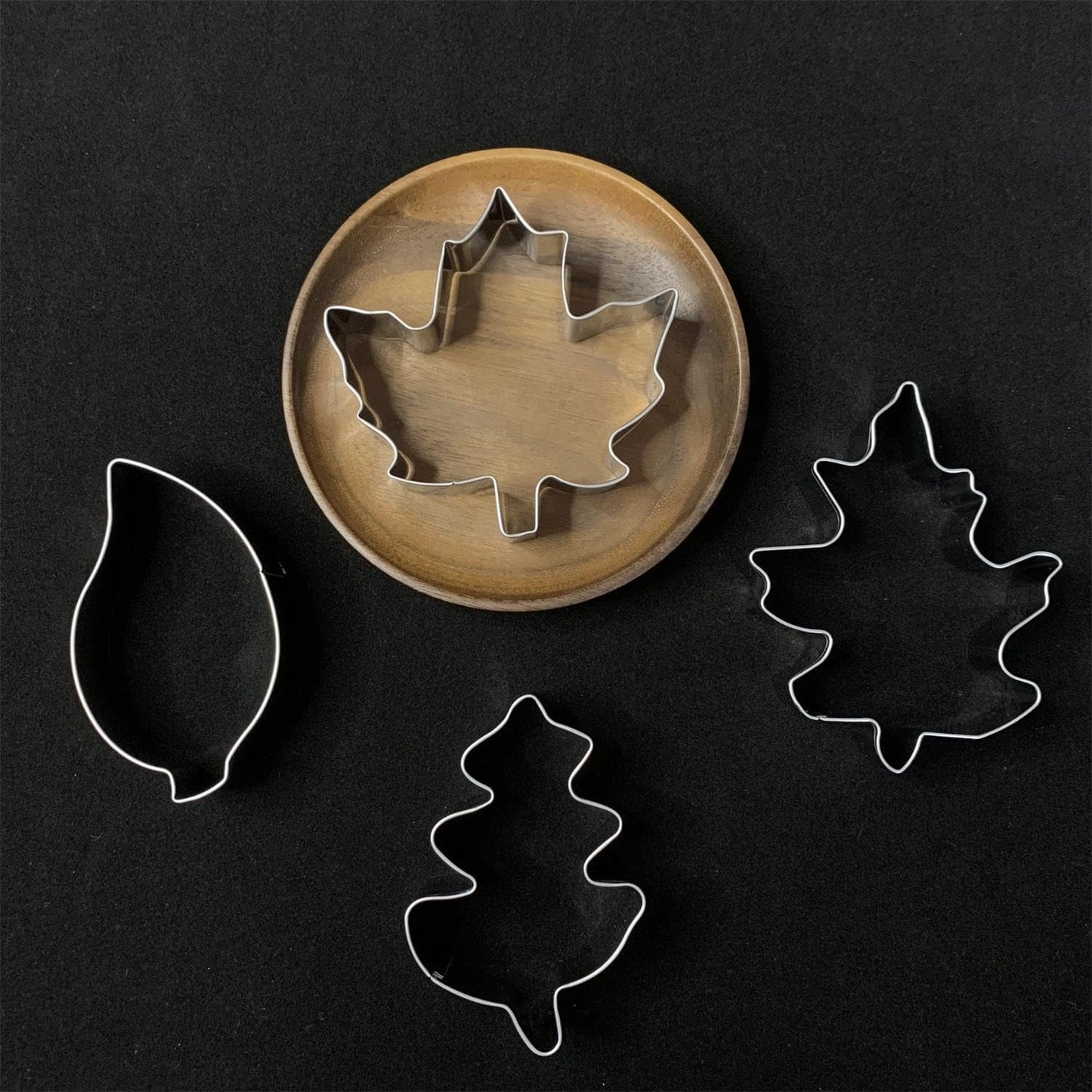Fall Leaf Cookie Cutters-4 Piece Set-Maple, Oak Leaf Shapes-Dishwasher Safe-Fall Holiday Themed Cookie Cutters