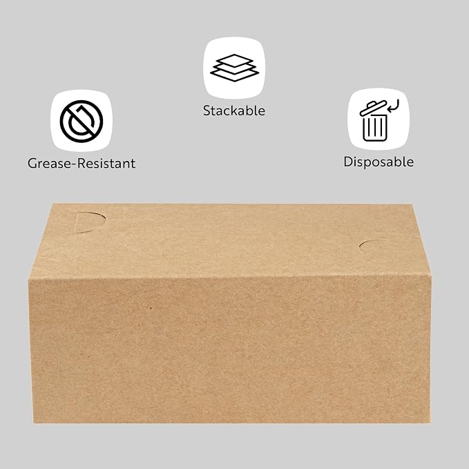 Restaurantware Takeout Container With Fast Top 400 Count 47 Ounce Paper Spill-Resistant Food Box Greaseproof Lunch Box Durable Kraft Rectangular 7.01 x 4.49 x 2.76 Inch Kraft Box - Image 4