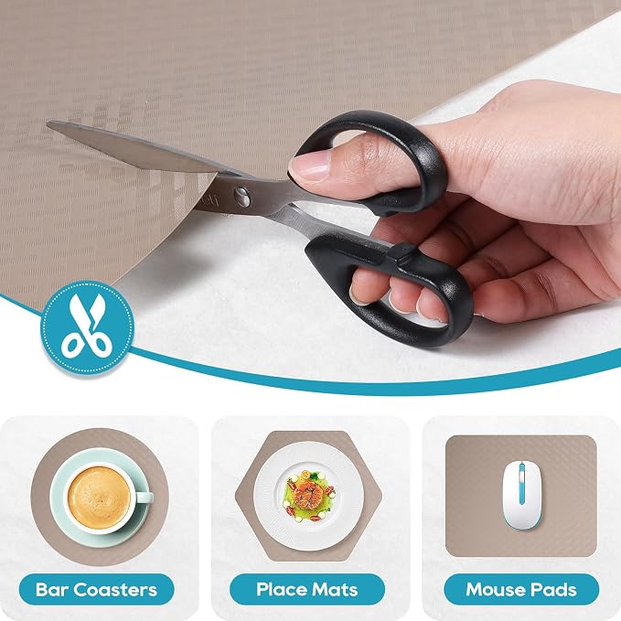 Kitchen Shelf Liner, Non Slip Drawer Fridge Mat Beige 11.8"× 236.2" - Image 5