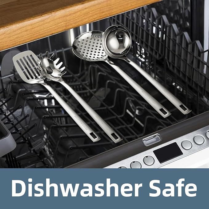 18/8 Stainless Steel Cooking Utensils Set of 4, Dishwasher Safe - Image 5