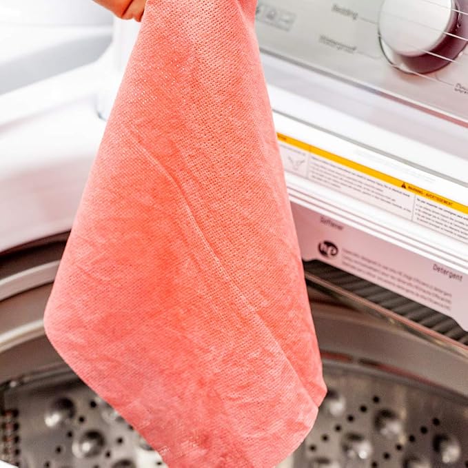 Restaurantware RW Clean 23.6 x 11.8 Inch Reusable Cleaning Cloths 100 Wipes All-Purpose Dish Wipes- Durable Machine-Washable Red Viscose Disposable Cloths Pre-Cut Rectangle - Image 3