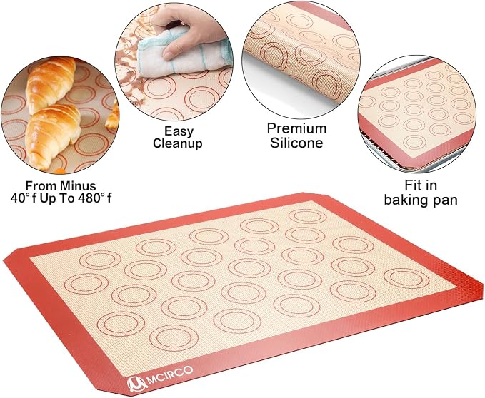 M MCIRCO Baking Sheet with Cooling Rack, Baking Mat Set, Set of 6 | Stainless Steel Cookie Pan with Cooling Rack, 2 Sheets + 2 Racks + 2 Mats,Baking Pan, Size 16 x 12 x 1 Inch Easy Clean - Image 5