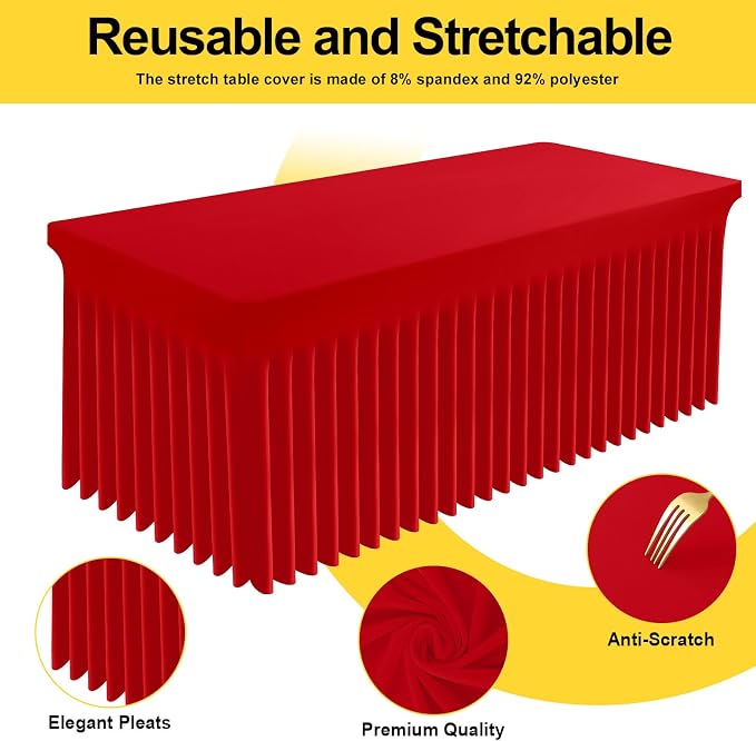 Smiry Spandex Elastic Fitted Table Cloth Skirt for 6FT Rectangle Table - Image 2