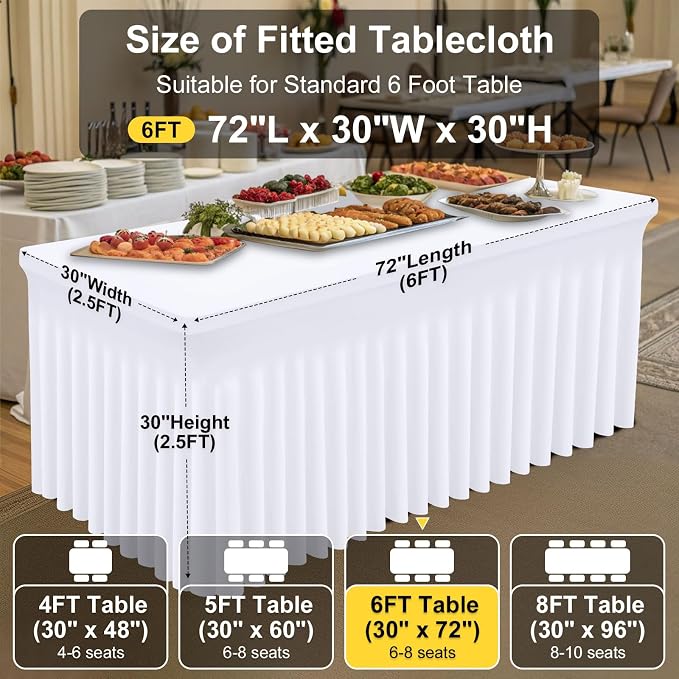 Smiry 2 Pack Spandex Elastic Fitted Table Cloth Skirt for 6FT Table - Image 5