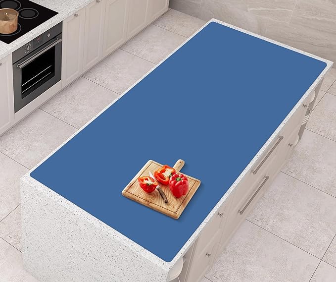 AECHY Silicone Mats for Kitchen Counter 47"x23.6"x0.08”, Largest Heat Resistant Mat Shipped Rolled Up Kitchen Island Silicone Countertop Protector Mat Nonslip Extra Large Counter Mat, Blue | Largest Size, Heat Resistant, Nonslip, Extra Large Countertop... by AECHY
