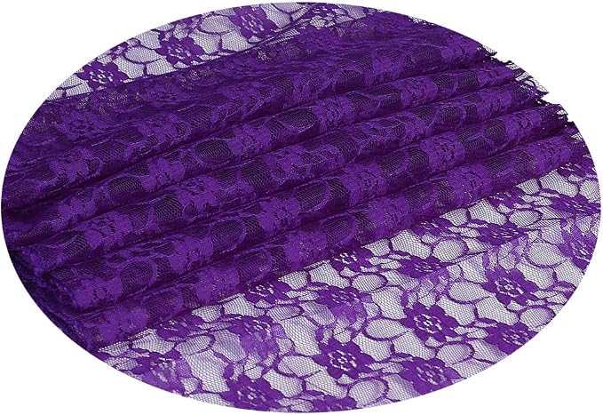 VDS Pack of 25 Floral Lace Table Runners Centerpiece Cloth Linen for Wedding Bithday Graduation Engagement Ceremony Events Party Banquets Table Decoration (12x108 inch) (Purple) - Image 3