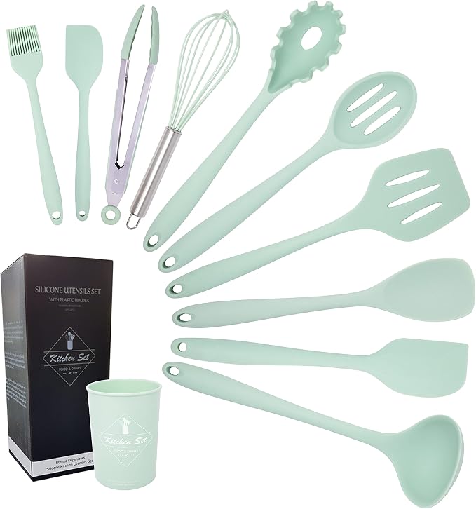 K & G Silicone Cooking Utensils Set of 11 Pieces Food Grade, Heat Resistant Green Kitchen Utensils Set Non-Stick Dishwasher Safe, Odourless and Cookware Friendly utensils by Unknown