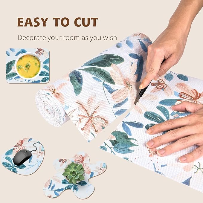 Shelf Liners Thickened Non-Slip Non Adhesive Pastel Floral & Bird Pattern - Image 7