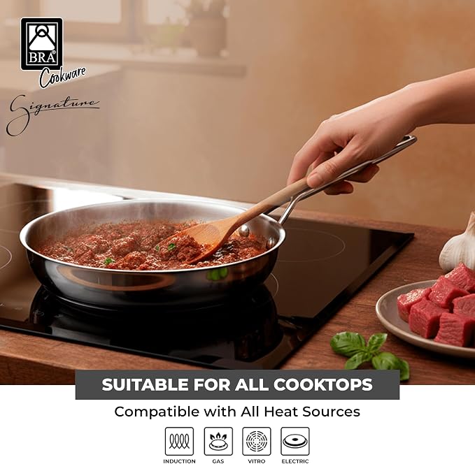 BRA COOKWARE Signature Stainless Steel Frying Pan | 10.2 Inches Skillet - Image 5