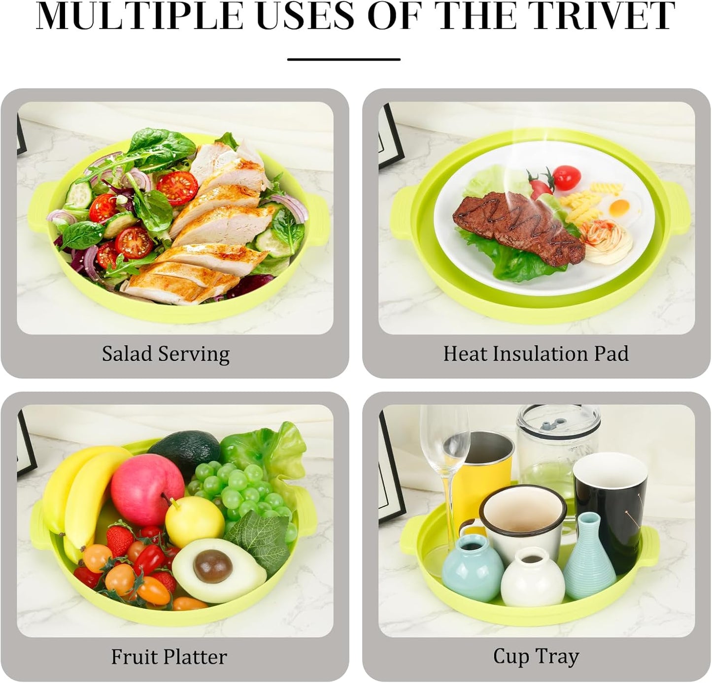 10.7 Inch Microwave Food Cover with Heat Insulation Mat, Anti-Scald Collapsible Microwave Splatter Cover, Multi-Functional as Colander & Fruit Plate, Dishwasher Safe, Ideal for Meal Prep (Green)