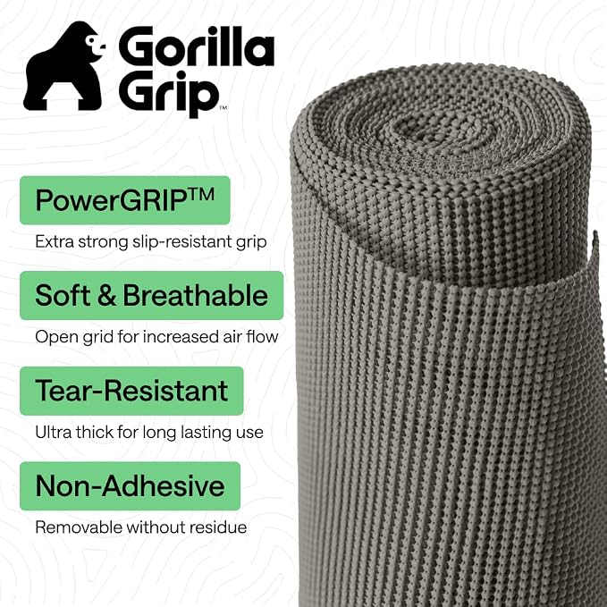 GORILLA GRIP powerGRIP Drawer Shelf and Cabinet Liner, 17.5" x20', Gray - Image 2