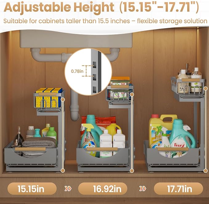 Under Sink Organizer and Storage for Bathroom and Kitchen - 2 Pack 2 Tier - Image 4