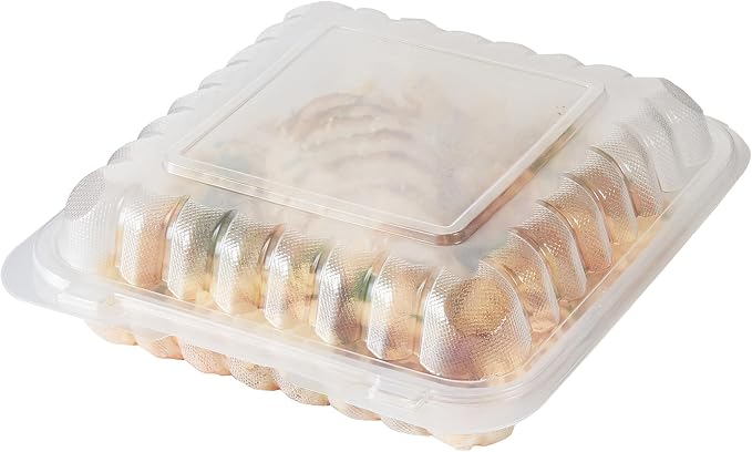 Restaurantware 40 oz Square Frosted Plastic Clamshell Container, 100 Pack - Image 2