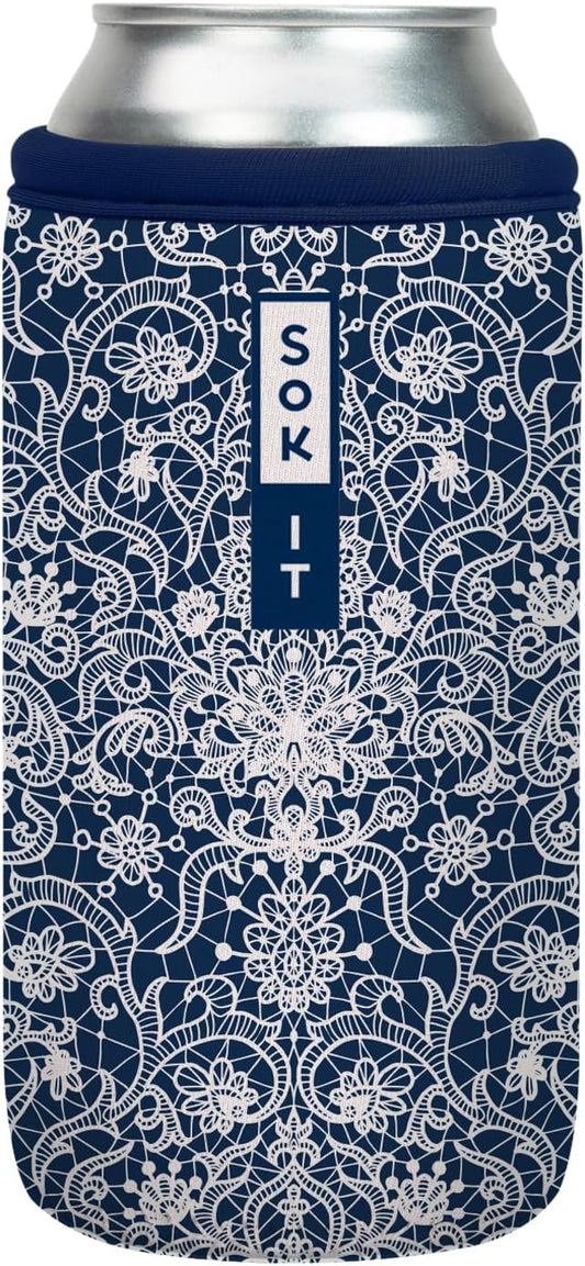 Sok It CanSok Sleeve for Beer & Soda Insulated Neoprene Cover (Royal Lace, 16oz Can Sleeve)