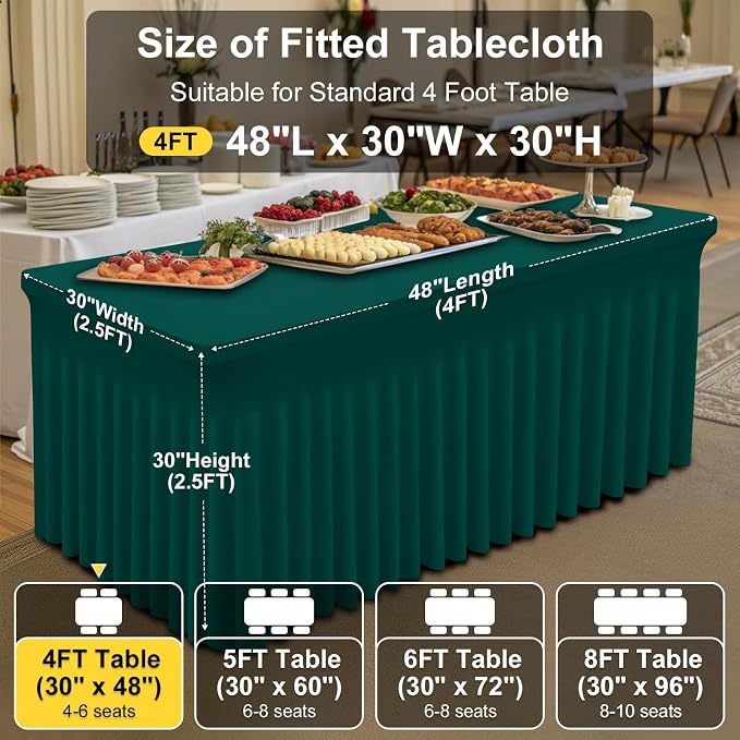 Smiry Spandex Elastic Fitted Table Cloth Skirt for 4FT Rectangle Table - Image 5